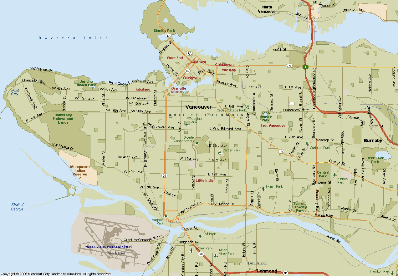 Map of Vancouver British Columbia Map