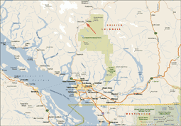 A Map of Southwestern BC and Whistler BC