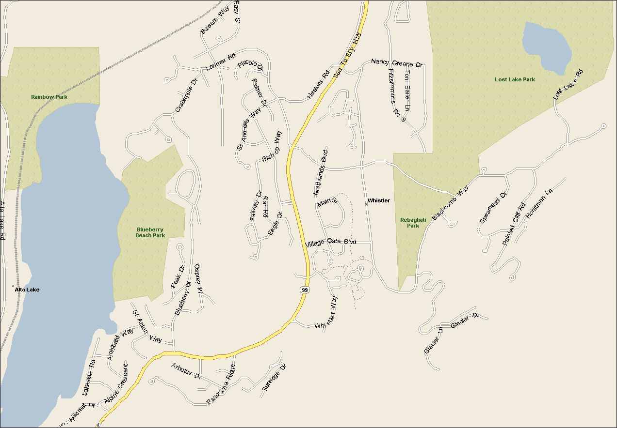 A Map of Whistler BC Center
